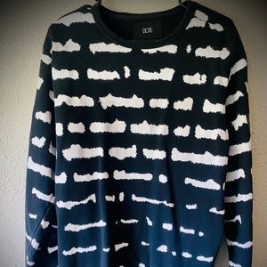 DOPE womens Black and White stripe LONG crewneck XL